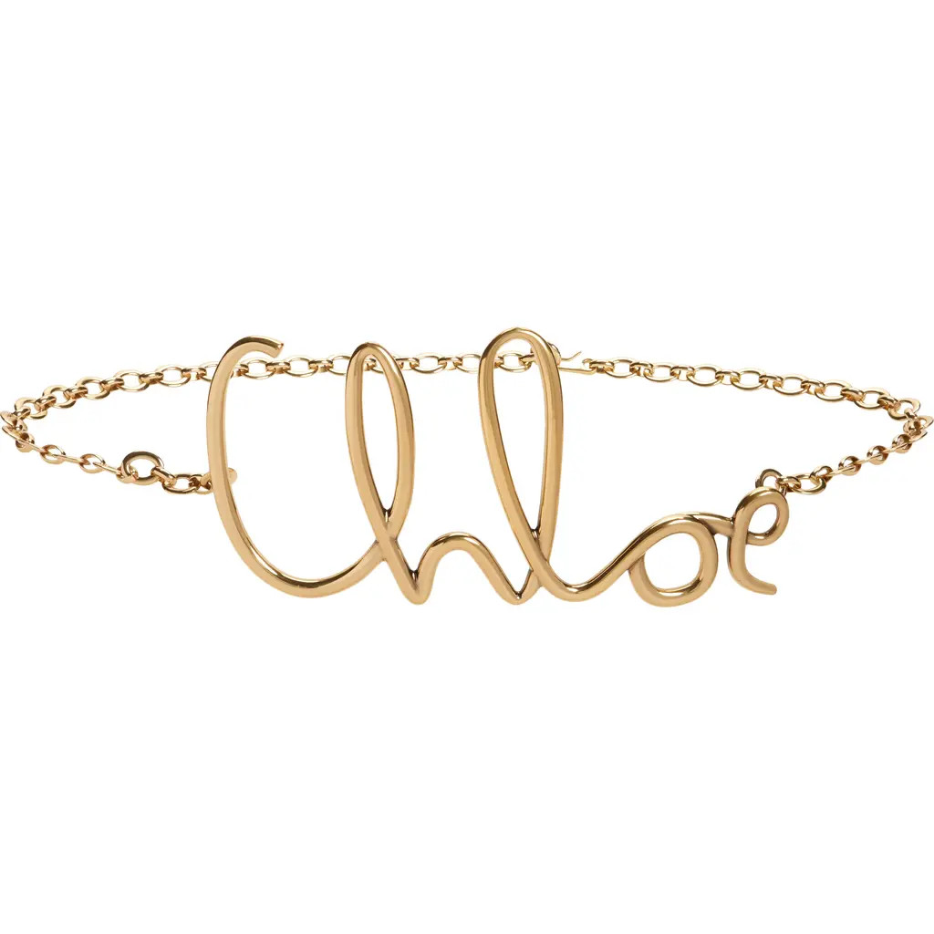 Chloé Script Logo Chain Belt in Vintage Gold at Nordstrom | Nordstrom