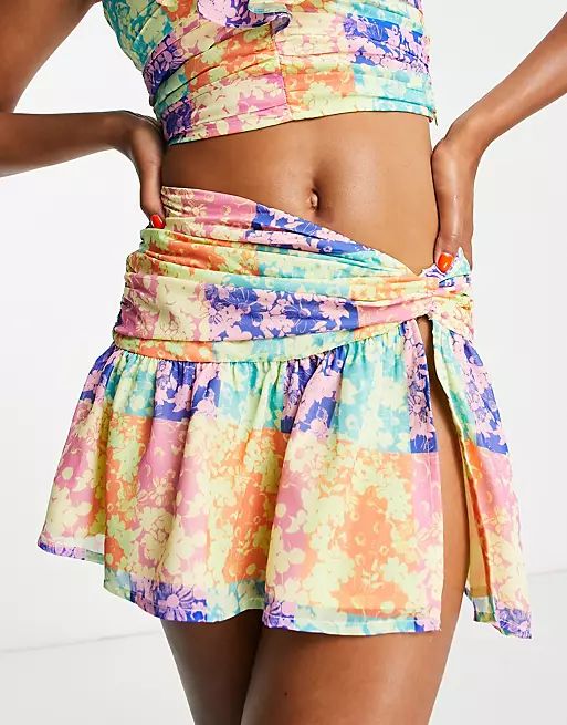 ASYOU split front rara skirt in watercolor floral print - part of a set | ASOS | ASOS (Global)