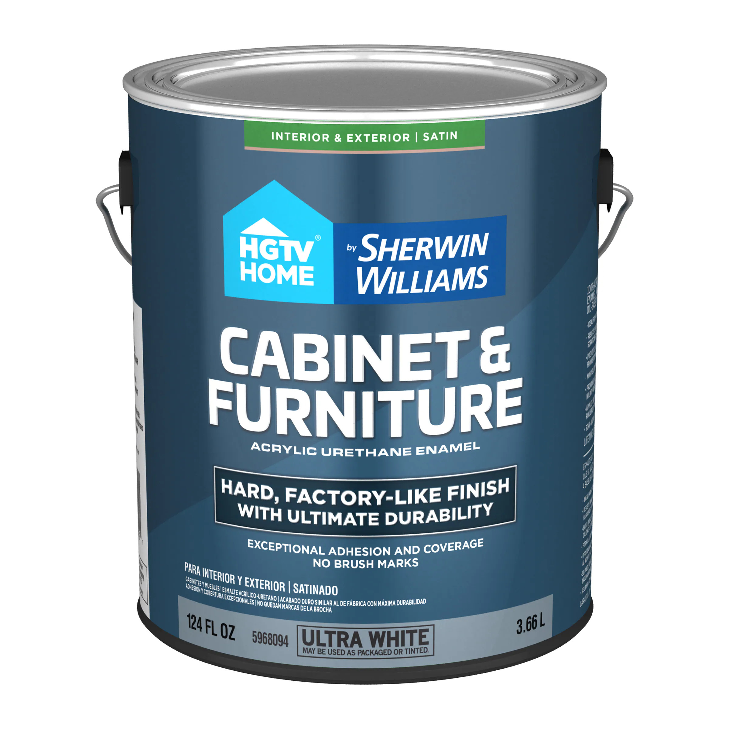 HGTV HOME by Sherwin-Williams Cabinet and Furniture Satin Ultra White Tintable Cabinet and Furniture Paint Enamel ( 1-gallon ) | CF5968094-16 | Lowe's