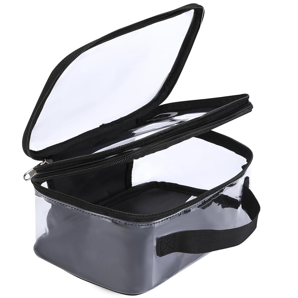 Large Clear travel bags for toiletries pouches carry on reusable,purse see-through plastic pvc TS... | Amazon (US)