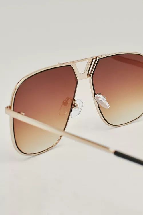 Retro Gradient Lens Aviator Sunglasses | Nasty Gal (US)