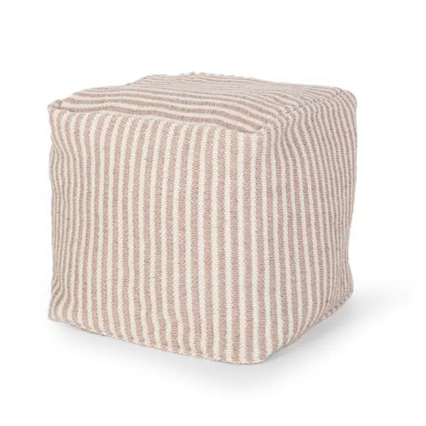 Bannack 16" Wide Square Striped Pouf Ottoman | Wayfair Professional