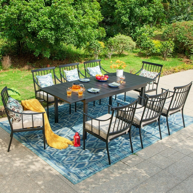 MF Studio Set of 2 Outdoor Patio Dining Chairs with Cushions, Weather Resistant, Black & Beige | Walmart (US)