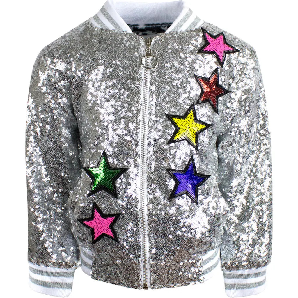 Lola + The Boys Girls Unicorn Sequin Bomber in Silver at Nordstrom, Size 14 | Nordstrom