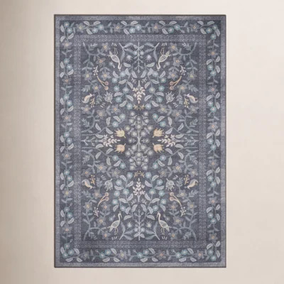 Rifle Paper Co. x Loloi Nightingale Black Floral Rug | Birch Lane
