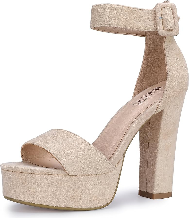 IDIFU IN5 Sabrina Platform Heels for Women Chunky High Heels Block Heeled Sandals Sexy Ankle Stra... | Amazon (US)