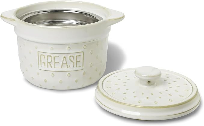 Ceramic Bacon Grease Container with Strainer -18oz,Ceramic Frying Oil Container Keeper for Kitche... | Amazon (US)