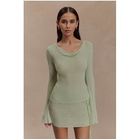 Elowen Knit Cowl Long Sleeve Top - Pastel Green I MESHKI I Size XXL | MESHKI US