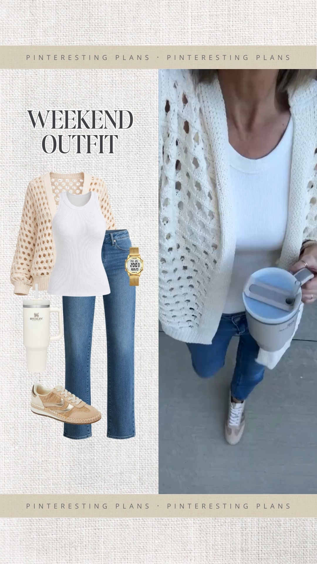 Open knit relaxed cardigan and built in bra cami!  These sneakers are so cute!  They fit true to size. If between sizes go up in the waist of the straight leg jeans.  

#LTKmomlife #LTKootd #LTKOver40