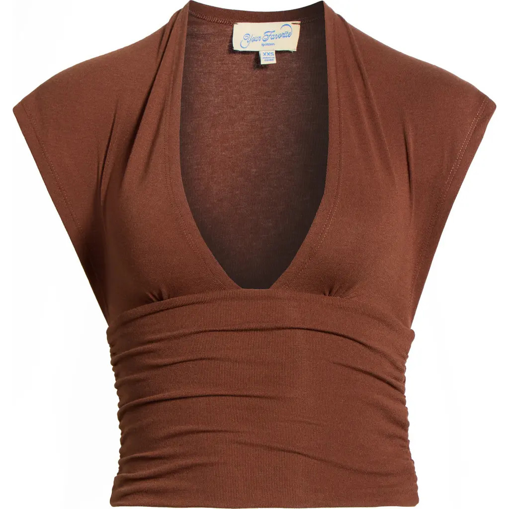 PacSun Harley Deep V Cinched Top in Brown at Nordstrom, Size Medium | Nordstrom