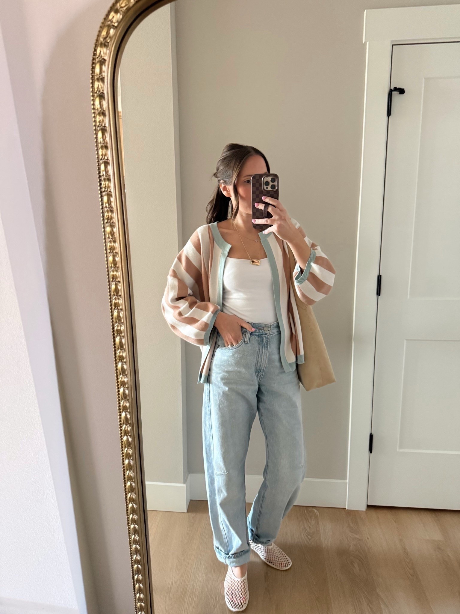 ootd in the cutest Amazon cardigan! Also wearing two of my closet staples - the bra free tank and cinch barrel jeans, wearing a small cardigan, xs tank and size 25 denim

ootd, Amazon find, Levi’s cinch waist, spring outfit, mesh flats, spring outfit idea, barrel jeans 

#LTKootd

#LTKootd #LTKgrwm #LTKdayinmylife