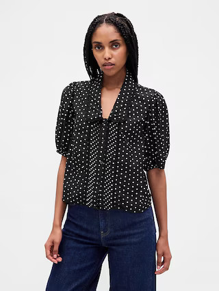 Puff-Sleeve Collared Top | Gap (US)