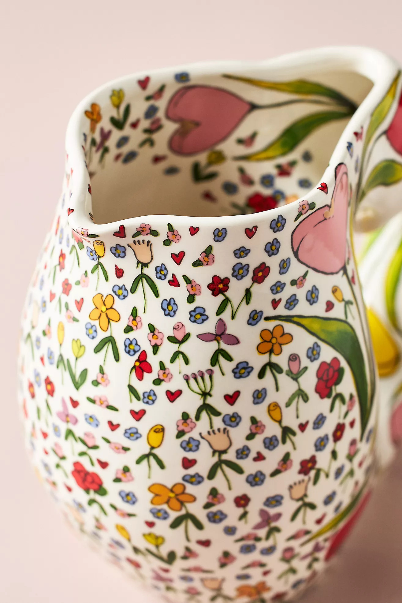 The Mud Fairy Blooming Hearts Stoneware Pitcher | Anthropologie (US)