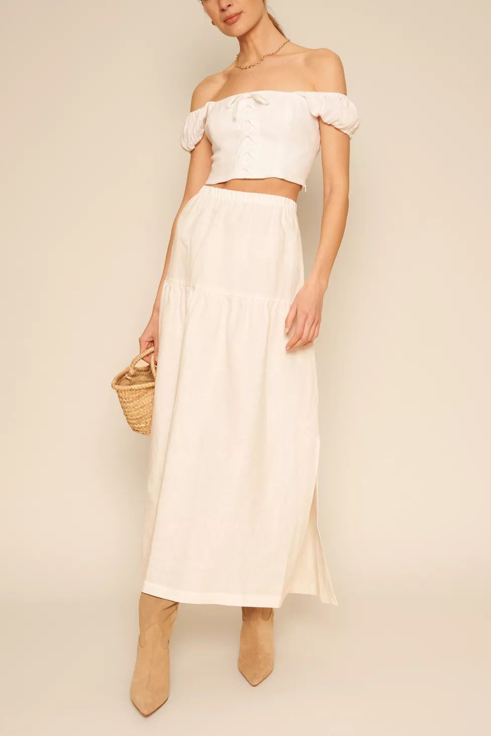 Whimsy + Row Millie Tiered Linen Maxi Skirt | Urban Outfitters (US and RoW)