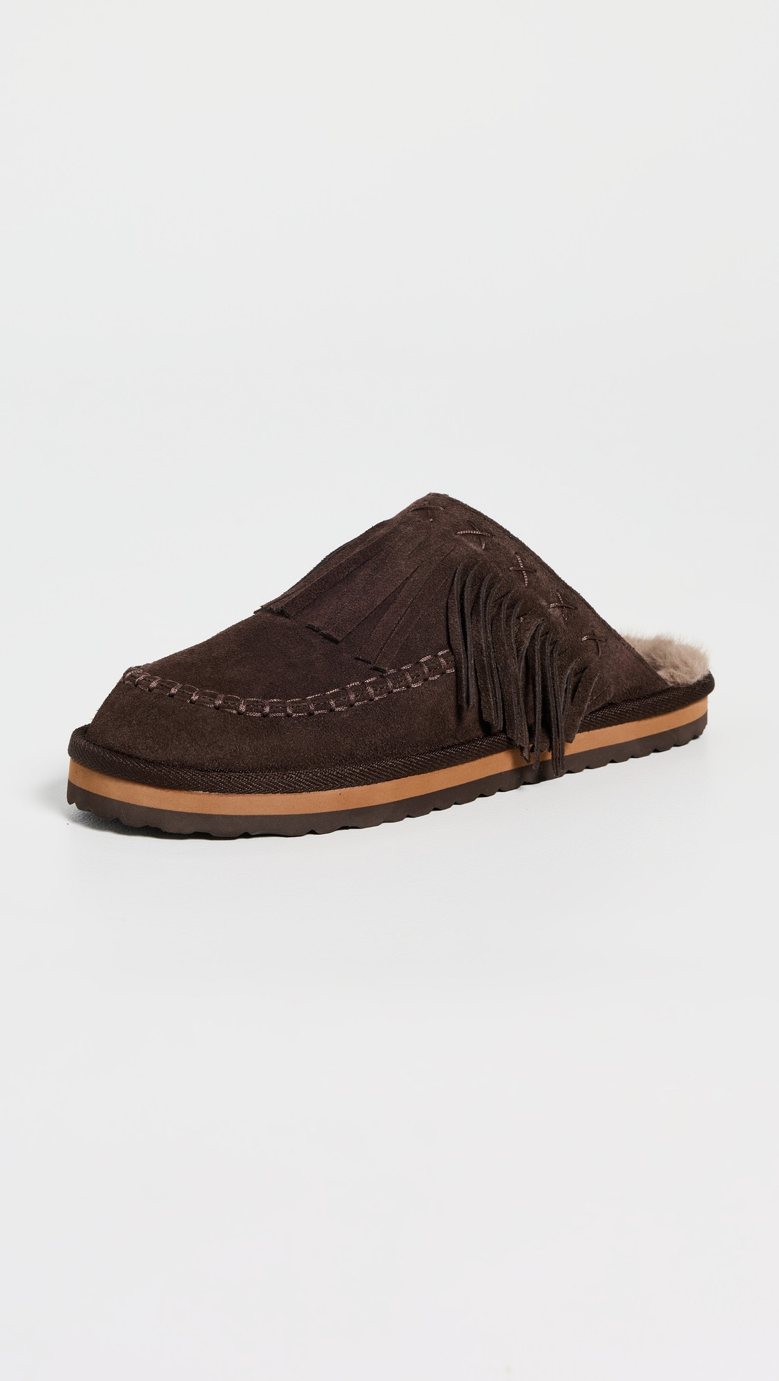 Free People Fallon Fringe Mules Chocolate 6 | Shopbop