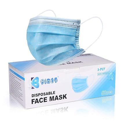 Bigox Face Mask Disposable Earloop Blue 50Pcs | Amazon (US)