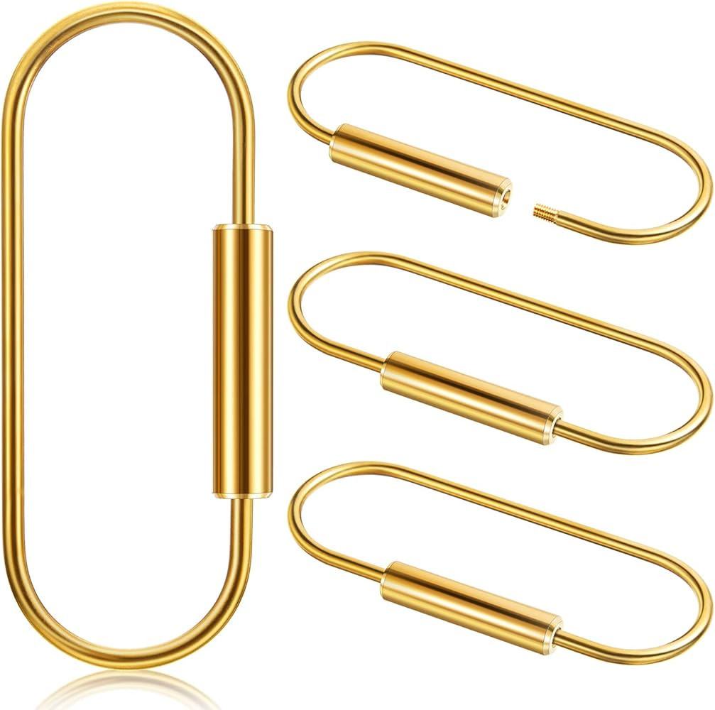 WILLBOND 4 Pcs 3.35in Brass Key Ring Screw Lock Keychain Clip Durable Simple Large Brass Carabine... | Amazon (US)