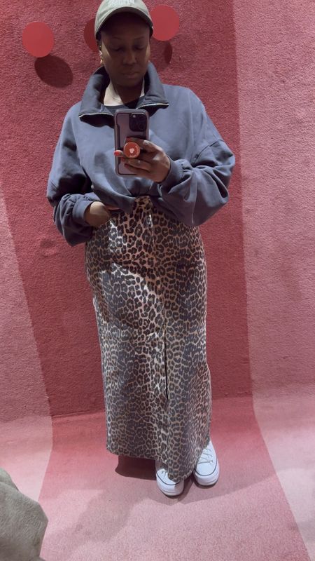 Ganni leopard print maxi skirt I am wearing a size uk 14 
