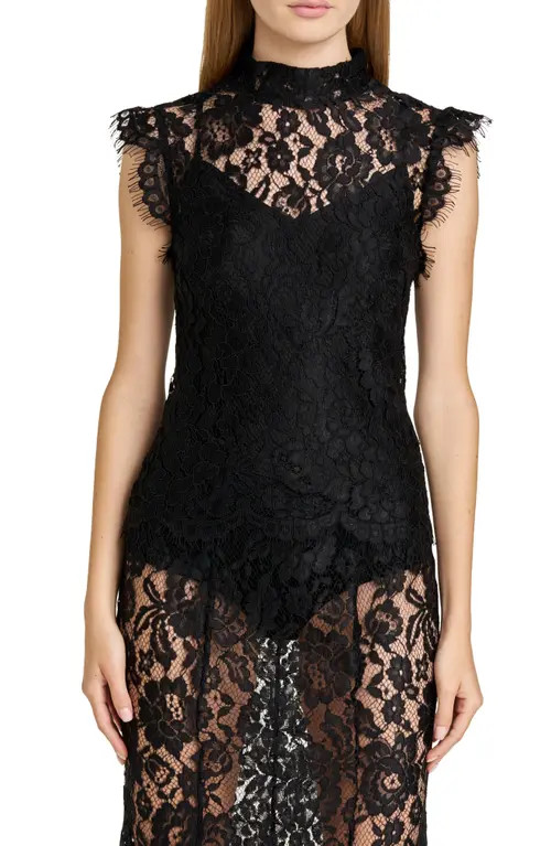 WAYF Cosette Lace Top in Black at Nordstrom, Size Large | Nordstrom