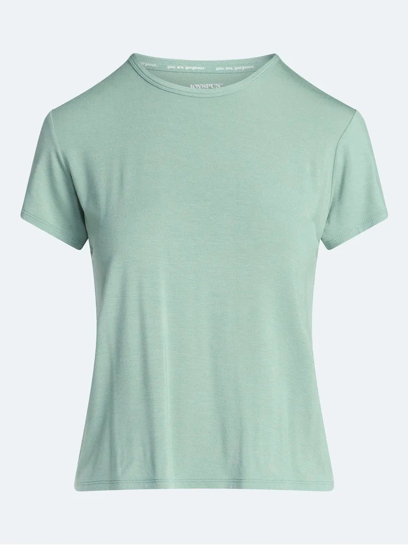 Joyspun Women’s Scoop Neck Sleepwear Modal Tee with Short Sleeves, Sizes S-3X | Walmart (US)