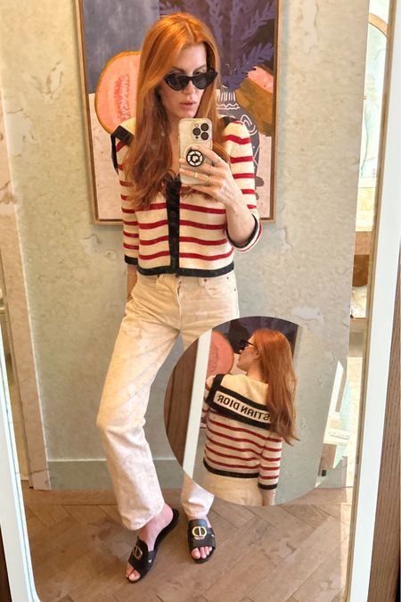 Travel day look. I am always cold on flights so I wore these cool cream jeans and a nautical sweater with a sailor flap. 
These jeans are a cool new addition to my lineup. They go with so much and they are flattering and perfectly unexpected. 


#LTKFind #LTKswim #LTKtravel