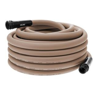 Colors Series 5/8 in. x 50 ft. 3/4 in. 11-1/2 GHT Fittings Garden Hose with Standard Grip in Brow... | The Home Depot