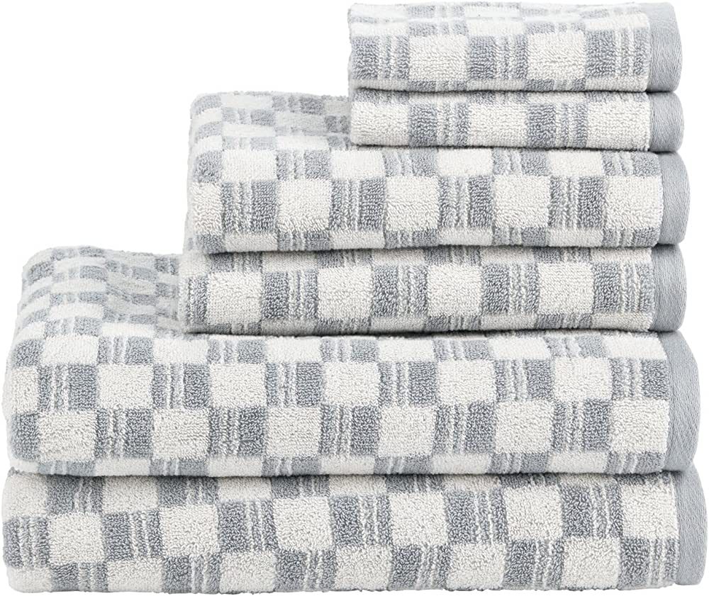 Nate Home by Nate Berkus 100% Cotton Jacquard Soft and Absorbent 6-Piece Towel Set - 2 Bath Towel... | Amazon (US)