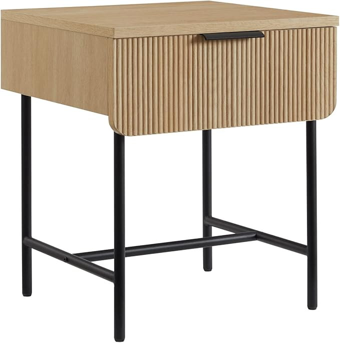 Walker Edison Lowen Contemporary Fluted-Drawer Side Table 18 Inch Coastal Oak | Amazon (US)