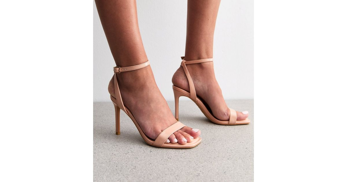 Oatmeal Textured Faux Leather Stiletto Sandals | New Look | New Look (UK)