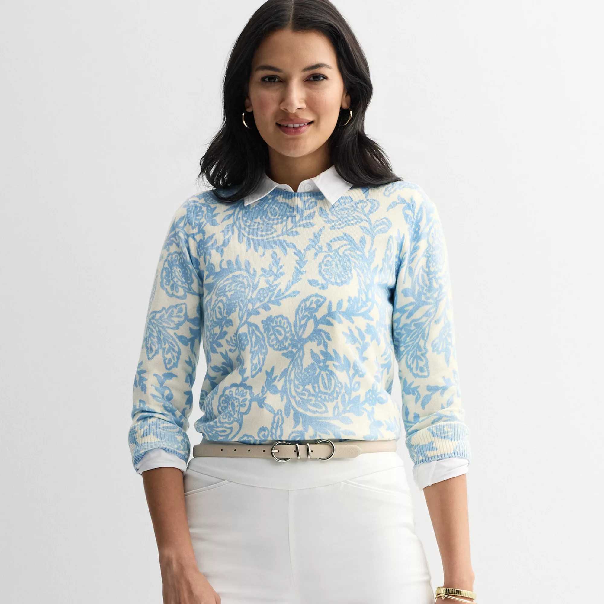 Women's Croft & Barrow® Printed Pullover Sweater | Kohl's