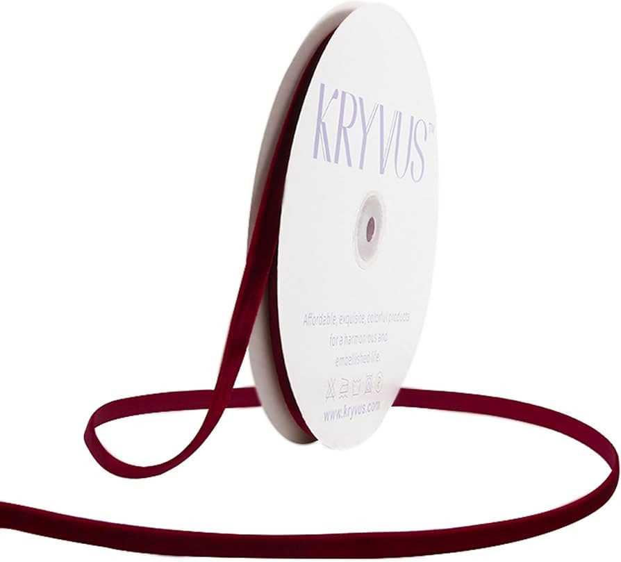 Burgundy Velvet Ribbon 3/8 Inch x 25Yards, Nylon Vintage Velvet Ribbons Perfect for Christmas Dec... | Amazon (US)