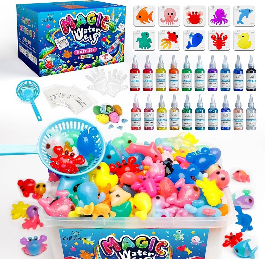 Magic Water Elf Toy Kit, Aqua Fairy Water Gel Kit with 20 Magic Gels, 10 Sea Creature Molds. Chri... | Amazon (US)