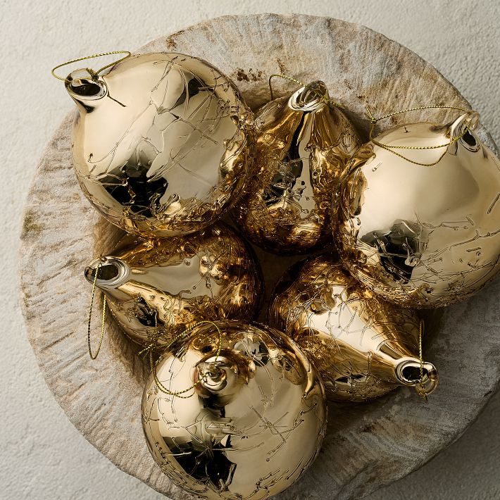Mercury Crackle Glass Ornaments (Set of 6) | West Elm (US)
