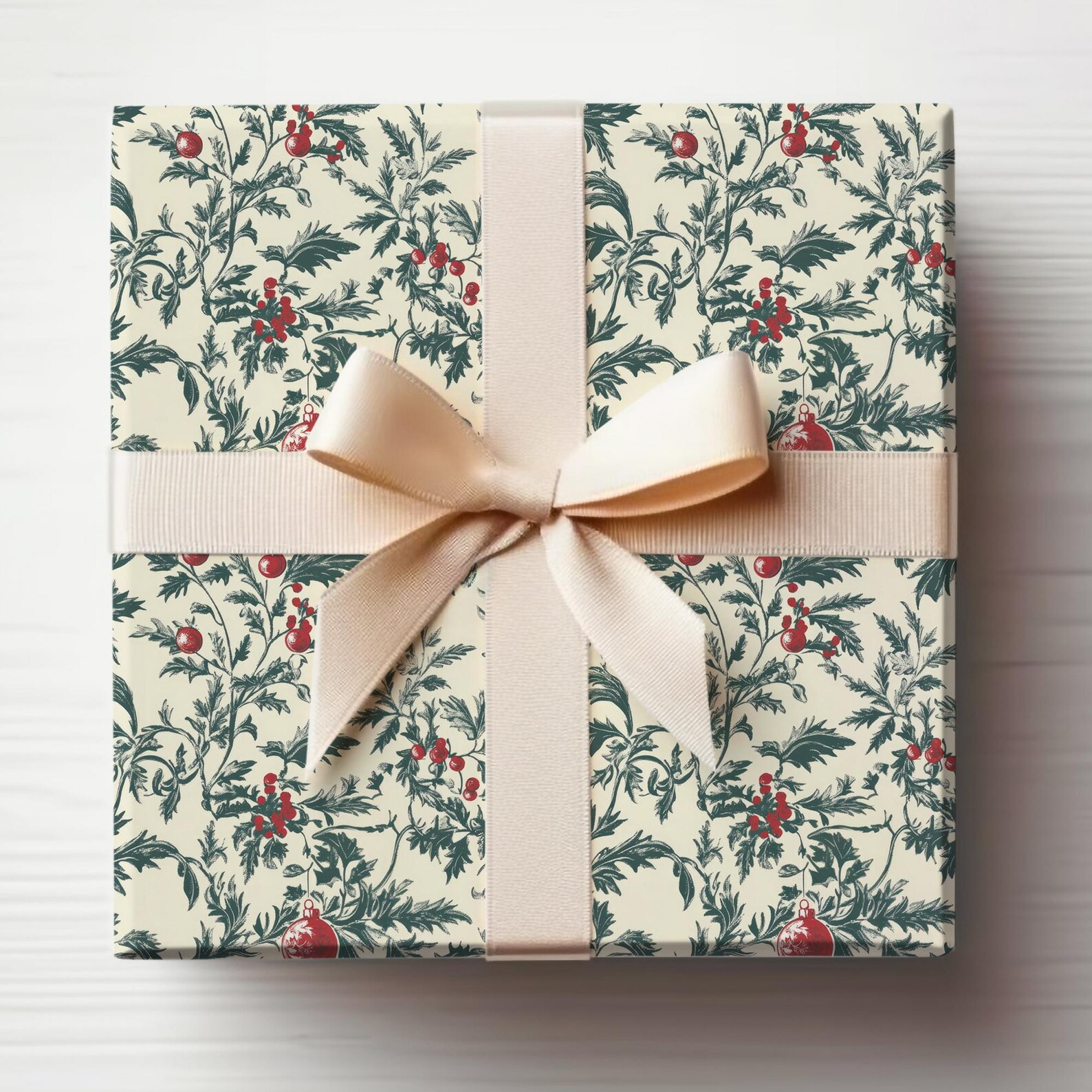 Vintage Christmas Toile Wrapping Paper Roll Red and Green Toile Gift Wrap Roll Victorian Christma... | Etsy (US)