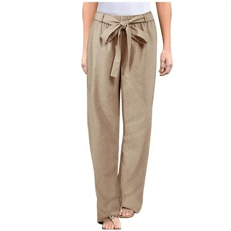 White Linen Pants For Women Tightness Trousers Pocket Casual Plus Size Pants | Walmart (US)