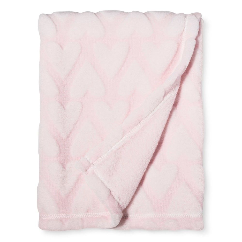 Plush Embossed Baby Blanket Hearts - Cloud Island Pink | Target