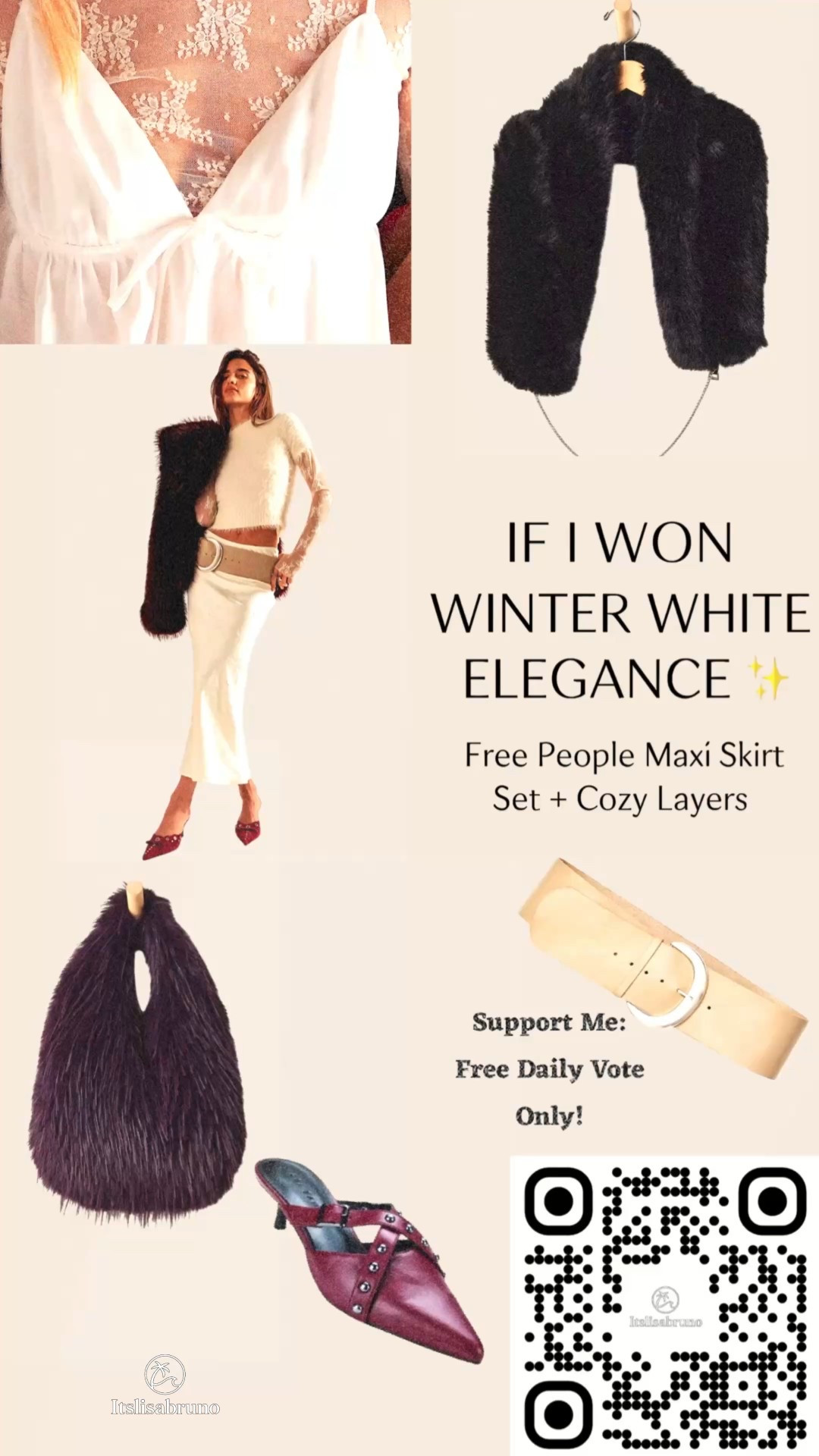 ✨ If I Won: Winter White Elegance ✨

This is one of the looks I’d love to wear if I won the FabOver40 contest — just for inspiration and fun! (I might not pick these exact pieces, but this is my vibe.)

Winter White Sweater + Maxi Skirt Set: @freepeople 🤍 Styled with an ivory lace long sleeve layering top underneath, a wide suede hip belt to define the waist, burgundy kitten heel mules for that rich tonal pop, plus a faux fur bag and black faux fur stole for luxe winter drama.

📢 FREE Daily Vote Alert!
You can support me by scanning or snapping a pic of the QR code in this collage or linked below  — it’s 100% free and means the world! No purchase necessary, just your love and votes.

This is the first in a mini series of outfit inspo posts — more fits to come, though I’m not sure how many yet!

Thank you so much for your support! 
💖🙏🏻

#FabOver40 #FreeVote #ContestSupport #IfIWon #BreastCancetAwareness #LTKStyle #StyleInspo #WinterWhite


#LTKOver40 #LTKStyleTip #LTKSeasonal