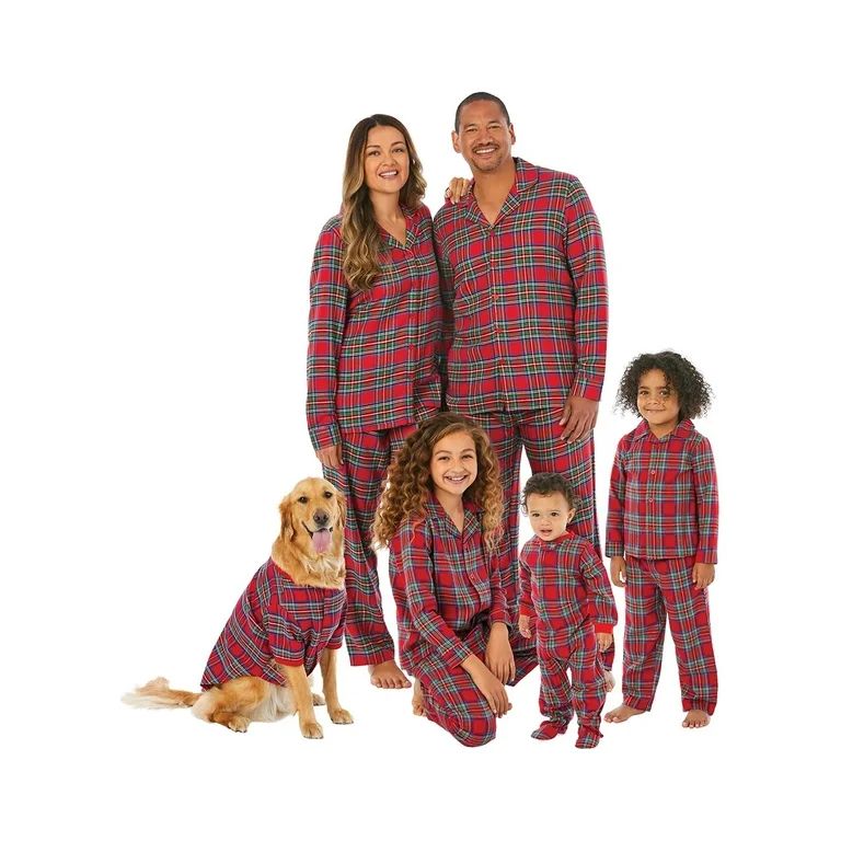 Holiday Time Matching Family Men's Red Flannel Pajama Set, 2-Piece - Walmart.com | Walmart (US)