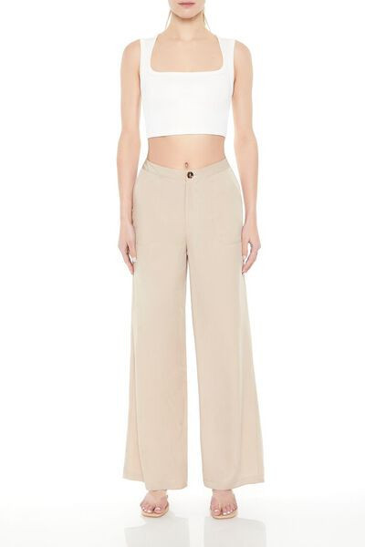 Twill Wide-Leg Trouser Pants | Forever 21