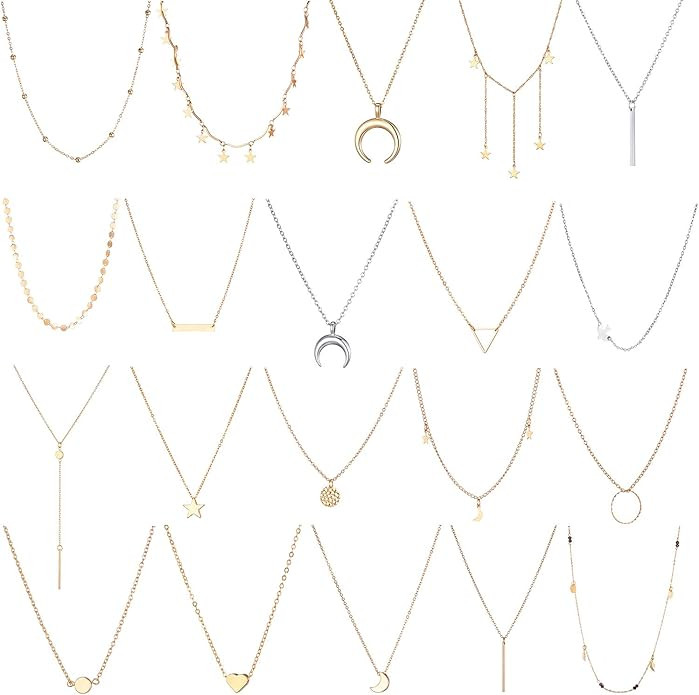 TAMHOO 20 PCS Multiple DIY Layered Choker Necklace for Women with Sexy Coin Moon Star Multilayer ... | Amazon (US)