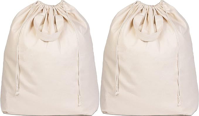 Canvas Laundry Bags Extra Large Heavy Duty - 100% Cotton Laundry Bag with Straps, Handles and Dra... | Amazon (US)