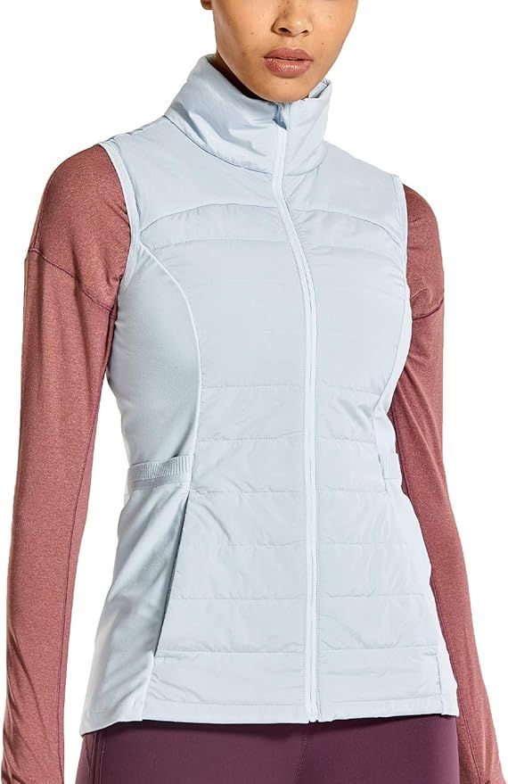 CRZ YOGA Women's Athletic Workout Run Down Puffer Vest Lightweight Full-Zip with Pockets | Amazon (US)