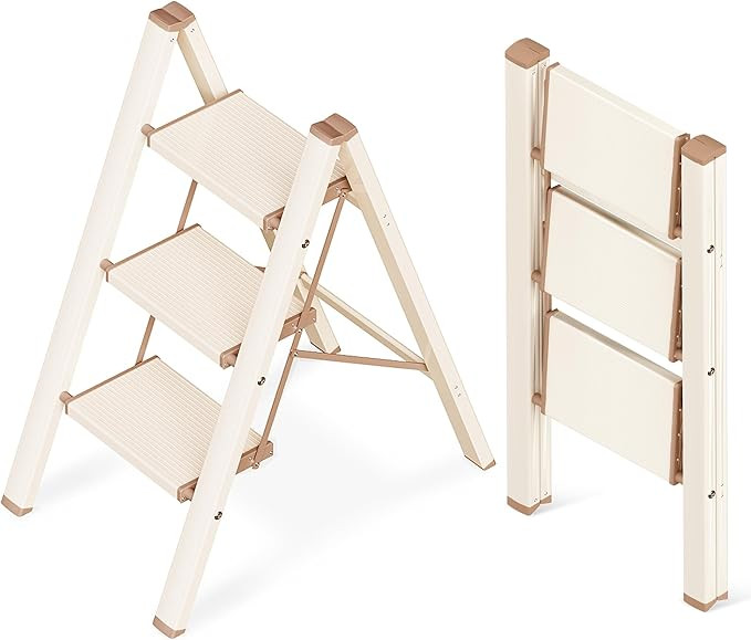 GameGem 3 Step Ladder, Aluminum Folding Step Stool with Anti-Slip Sturdy and Wide Pedal, Lightwei... | Amazon (US)