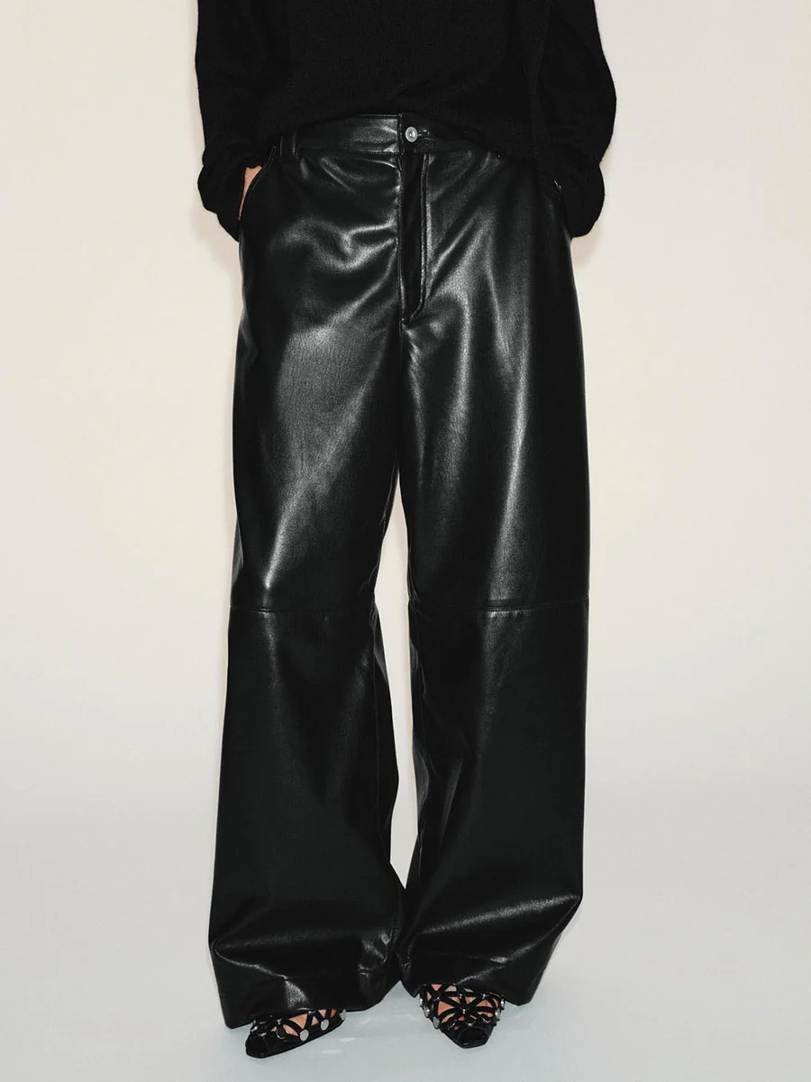 Faux Leather Straight Leg Pants | Urban Revivo