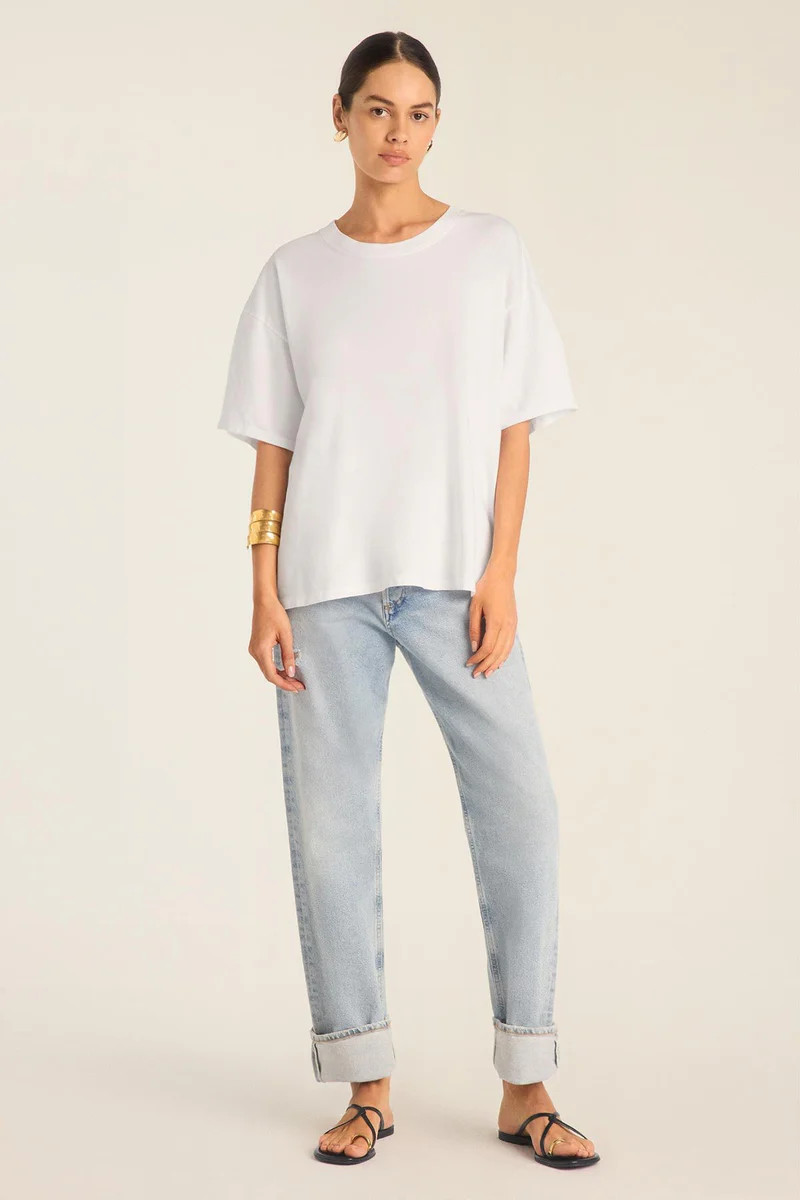 Coast Oversized Boyfriend Tee - White Cotton Jersey | Vitamin A