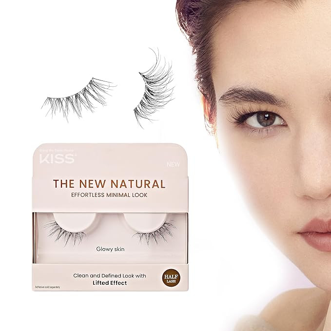 KISS The New Natural False Eyelashes, 'Glowy Skin', 12 mm, Natural Volume, Easy to Apply, Reusabl... | Amazon (US)