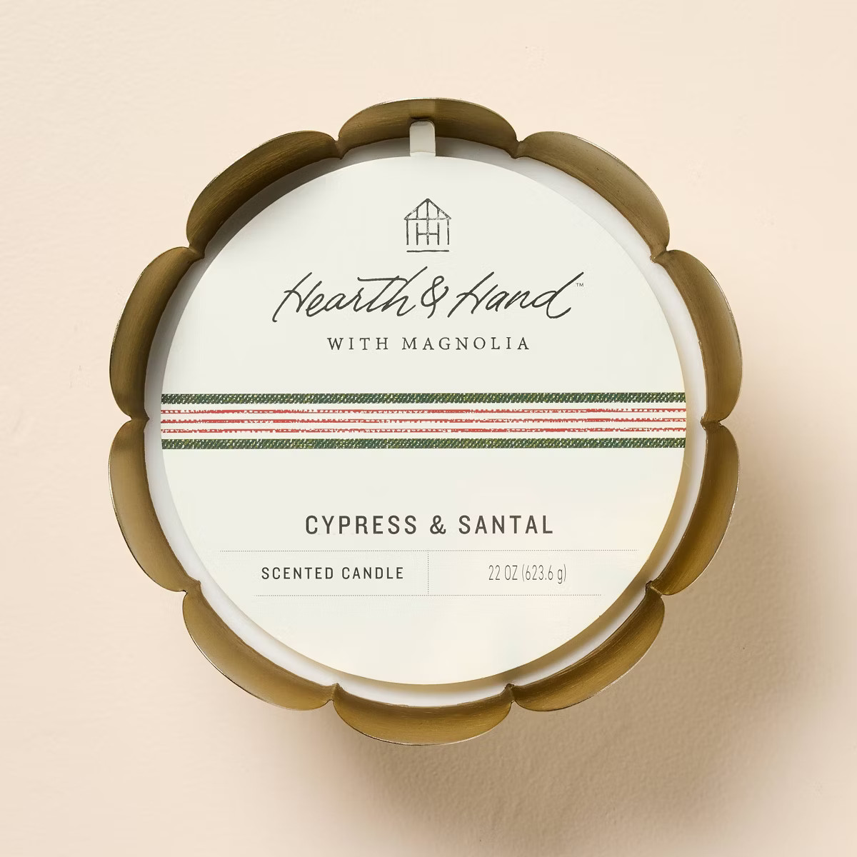 5 Wick Large Scalloped Brass Footed Candle 22oz - Hearth & Hand™ with Magnolia | Target