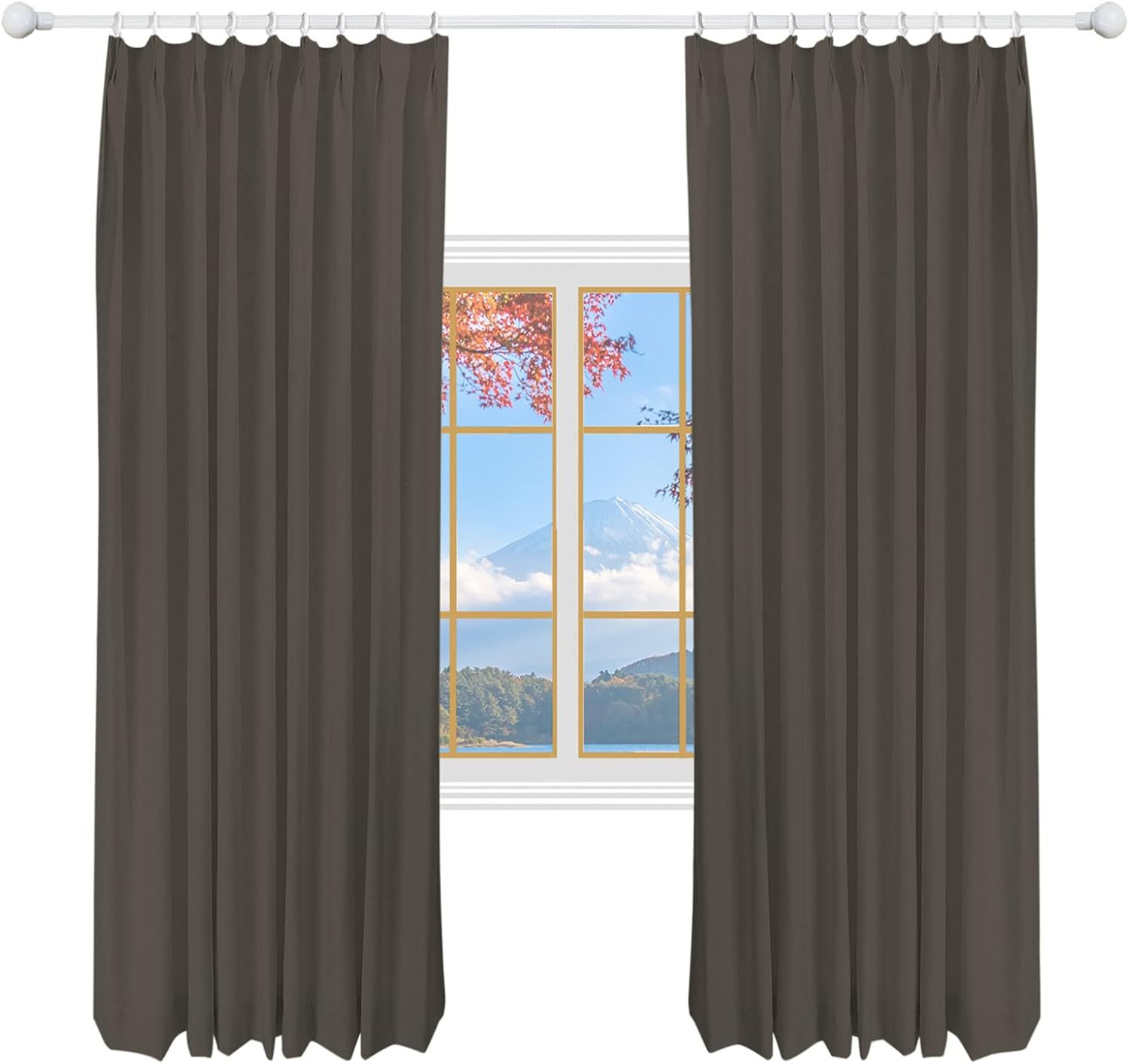 100 W x 106 L inch Pinch Pleat Darkening Drapes Faux Linen Curtains with Lining Drapery Panel for Living Room Bedroom Meetingroom Club Theater Patio Door (1 Panel),Chocolate Tart | Amazon (US)