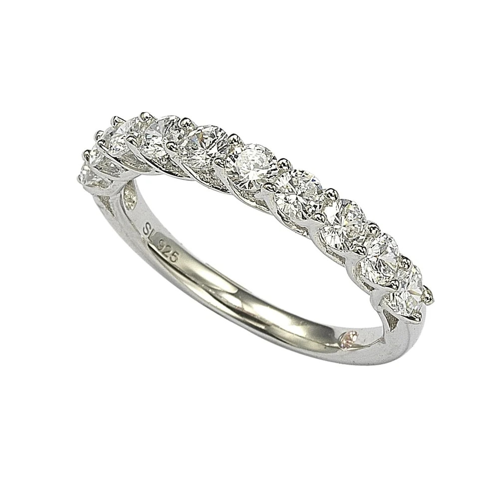 Suzy Levian Sterling Silver White Cubic Zirconia Half Band | SUZY LEVIAN