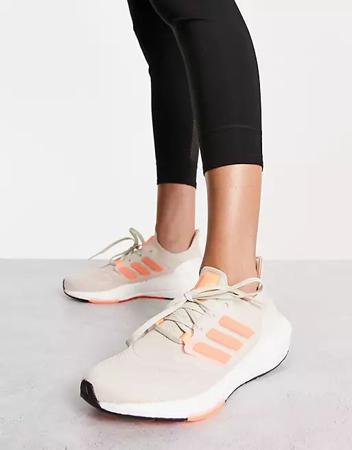 adidas Running Pureboost 22 sneakers in white and orange | ASOS (Global)